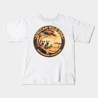 African Wild Dog Endangered Species Kids T-Shirt